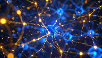 Neural network connections with glowing pathways