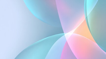 Obraz premium Abstract colorful translucent shapes with smooth curves and soft pastel gradient background creating a modern, vibrant, and artistic digital design for creative projects