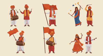 Vibrant illustrations capture the essence of Indian culture and traditional festivals, showcasing joyful folk music and dance performances, bringing a lively celebration to life.