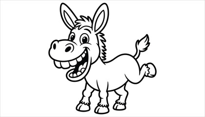 Funny Kicking Donkey Cartoon Coloring Page for Kids