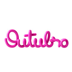 Outubro Rosa Escrita 3D Estilizada isolada