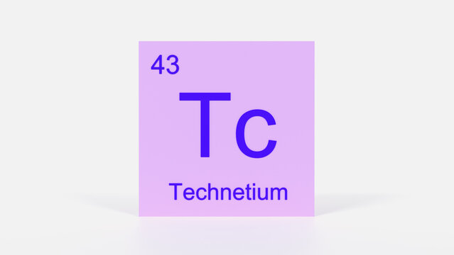 Technetium Element 3D Render - Periodic Table Box with Atomic Number 43, Scientific Education, Chemistry Classroom, Modern Science Poster, and Laboratory Wall Art