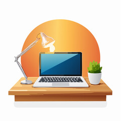 Graphic design workspace background with desk and tools
2