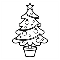 Christmas Tree with Ornaments Coloring Page for Kids