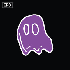 Cute Ghost Illustration on Black for halloween