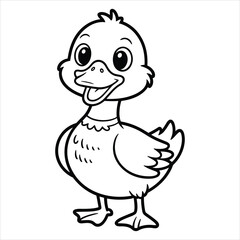 Cute Cartoon Duck Coloring Page for Kids