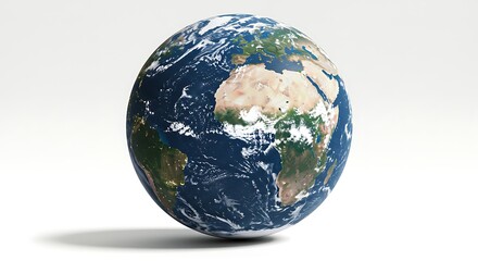 Fototapeta premium Detailed Earth Globe Showing Continents on White Background