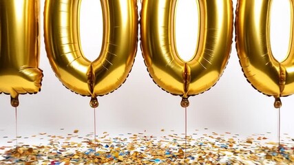 Gold Balloons Number 1000 with Confetti - Powered by Adobe