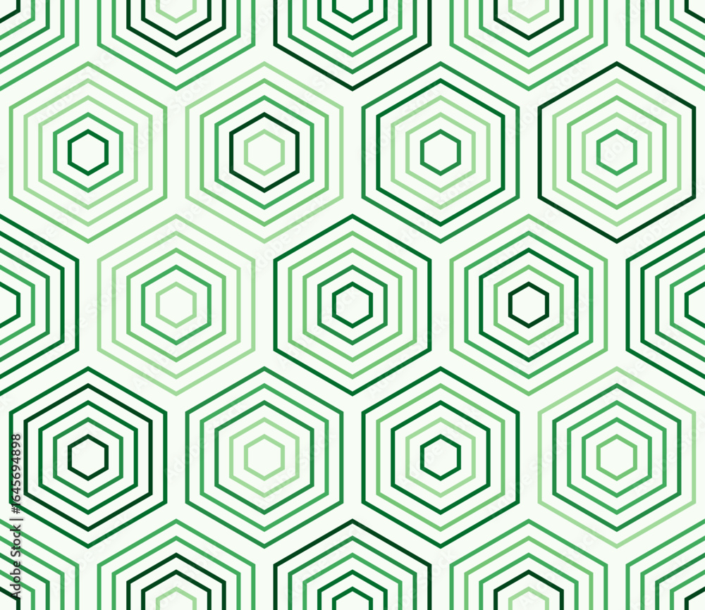 Poster vector background. hexagon stacked mosaic cells. green color tones. large hexagons. tileable pattern