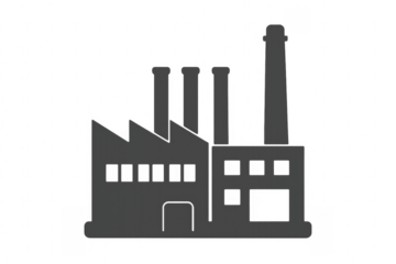 Industrial factory silhouette with transparent background