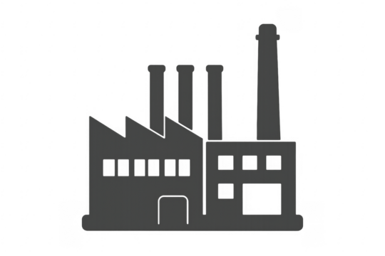 Industrial factory silhouette with transparent background