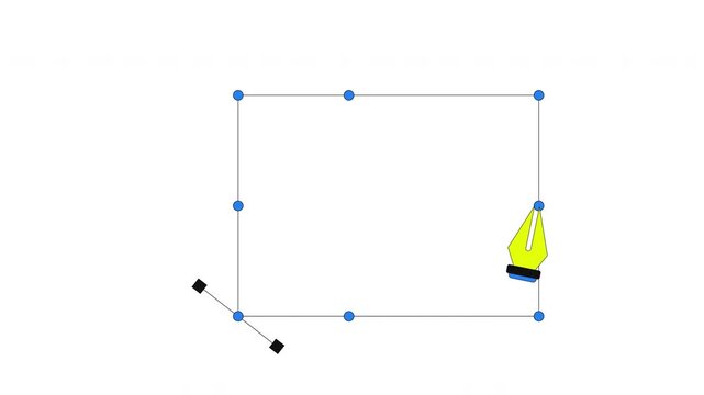 Vector shape editing with pen tool 2D cartoon object animation. Rectangular bounding box adjustment. Drawing software. Adjusting anchor points, rotating animated flat 4K video isolated on white