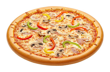 Delicious pizza loaded with fresh toppings kitchen food indoor setting culinary delight. Cut out png