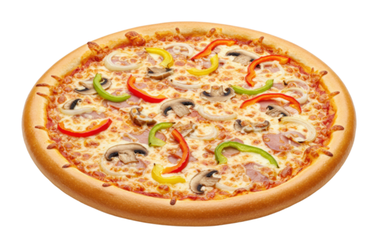 Delicious pizza loaded with fresh toppings kitchen food indoor setting culinary delight. Cut out png