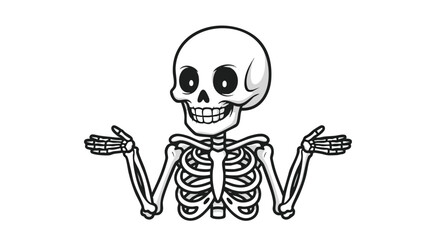 A cartoon skeleton shrugs its shoulders, expressing uncertainty or indifference.