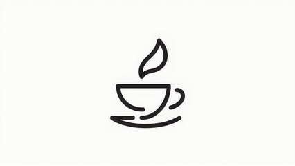 A sleek, minimalist line drawing of a steaming cup of coffee on a saucer, conveying warmth.