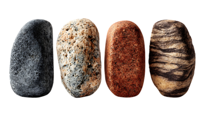 Set of Natural Stone with Different Shape, isolated on transparent background, PNG