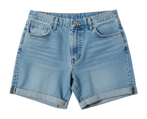 Summer fashion essentials denim shorts for warm weather casual style outdoor setting trendy perspective. Cut out png