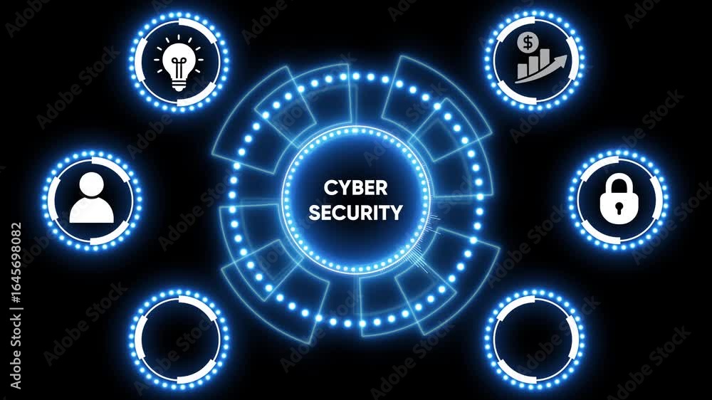 Aufkleber animated blue futuristic user interface element with circle design on black background