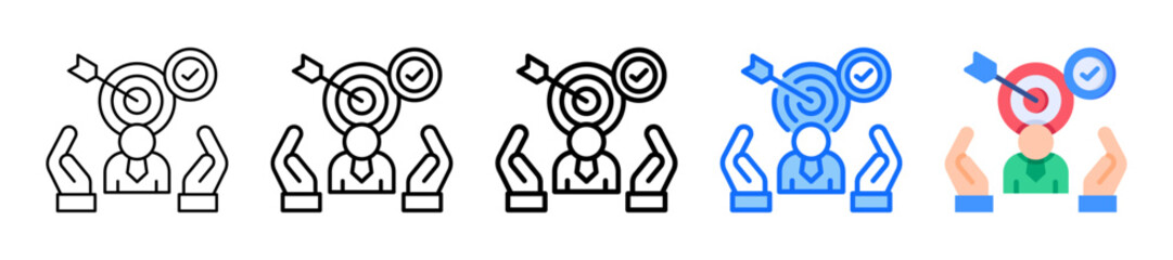 Goal Achievement Icon In 5 Different Styles Set Collection