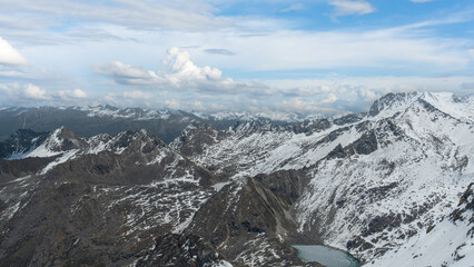 Landscape of top mountain covered by snow peak