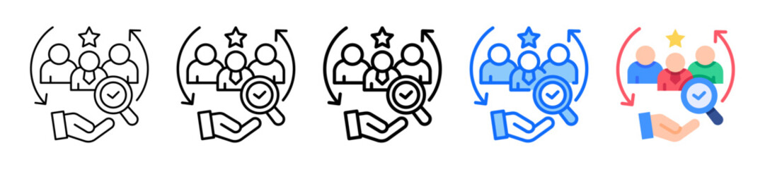 Retention Review Icon In 5 Different Styles Set Collection