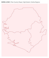 Sierra Leone plain country map. High Details. Outline Regions style. Shape of Sierra Leone. Vector illustration.