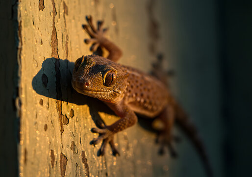 Close-up of a Gecko in Golden Light