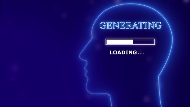 Human Head Profile With generating loading in Mind. Business creativity and Innovation concept. Abstract Illustration for creative thinking, strategic planning technology, and Futuristic vision. - Powered by Adobe