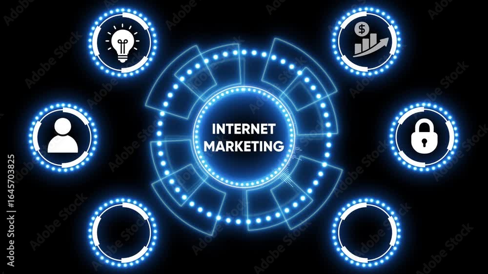 Aufkleber glowing blue hud interface element rotating futuristic technological display animation