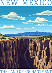 New Mexico State Travel Wall art Poster, New Mexico State Illustration For Wall Hanging Home Decoration Travel Poster