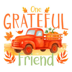 Grateful friend Thanksgiving watercolor retro designs