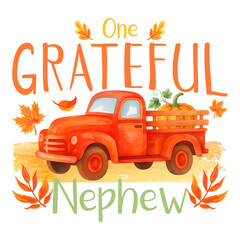 Grateful nephew Thanksgiving watercolor retro designs