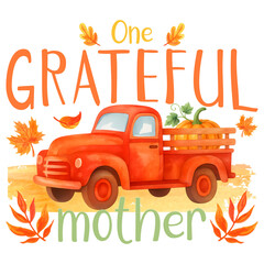 Grateful mother Thanksgiving watercolor retro designs