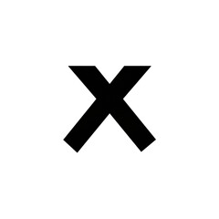 Obraz premium A clean, white '' symbol is starkly presented on a solid black background, offering a versatile graphic element for concepts of closure, multiplication, or a definitive selection.