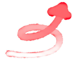 シンプルな手描き曲線の矢印イラスト・単品・半透明・上昇・上向き・ペン画・ラインマーカー・水彩風