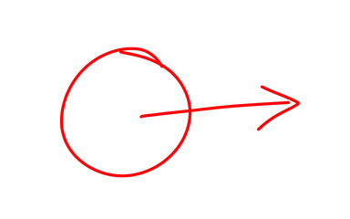 Hand drawn circle with arrow. Oval and bubbles to circle highlight text. Doodle style hand drawn marker emphasis element frame. Circular scribble bubble sign on transparent png