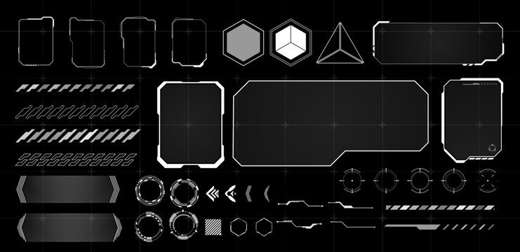 Set futuristic interface element white vector editable