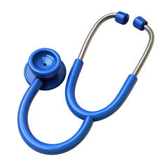 3D blue stethoscope, medical tool icon, isolated on a transparent background, generative AI
