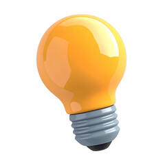 3D light bulb idea icon, top view, isolated on a transparent background, generative AI