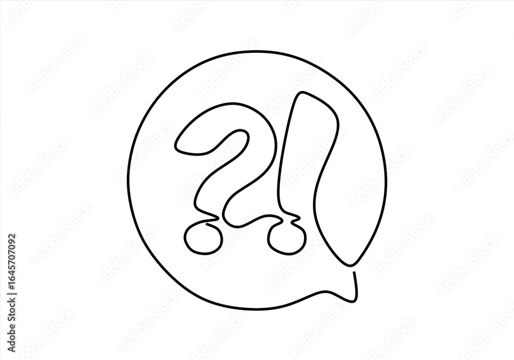 Aufkleber question mark and exclamation point in speech bubble. line icon-continuous line drawing. editable st