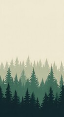 Fototapeta premium Serene evergreen forest illustration with muted tones creating a peaceful natural scene