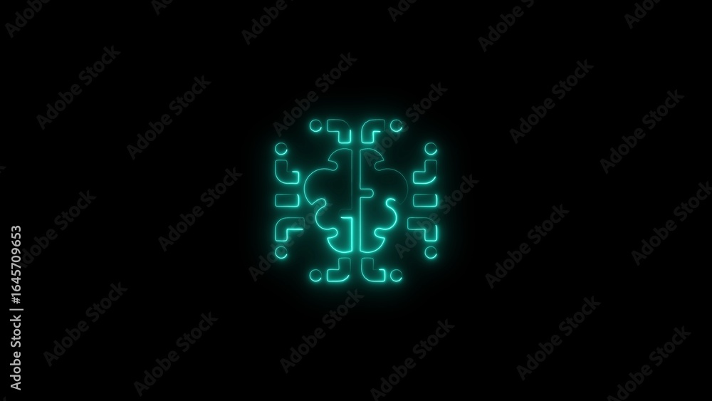 Aufkleber abstract neon brain illustration representing artificial intelligence and technological concepts