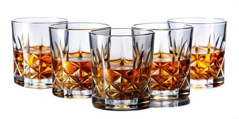  whiskey glasses set isolated on white background PNG , AI GENERATED