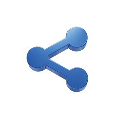 A vibrant three-dimensional blue share icon, symbolizing digital communication and information sharing, is prominently displayed against a stark black background, emphasizing modern connectivity.