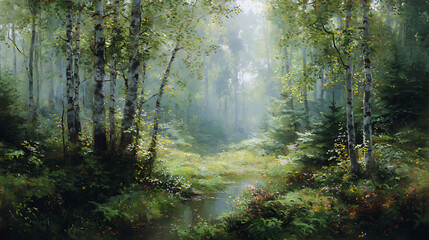 Obraz premium A gentle breeze rustling the leaves of a forest (3)