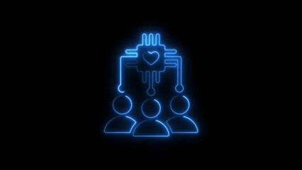 Neon glow symbolizing connected hearts in the digital age and shared experiences