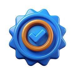 3D quality guarantee medal with check mark, certified icon, isolated on a transparent background, generative AI