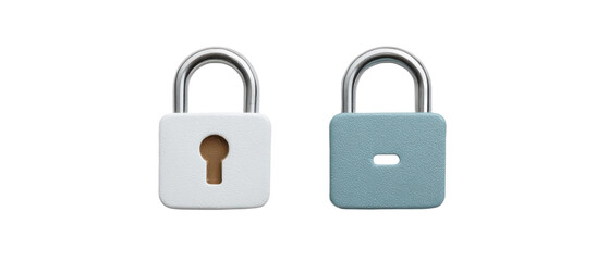 Two padlocks, one with a keyhole and the other solid, showcasing security features and design differences.