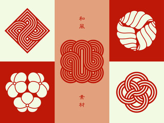 和風な線とシンボルのデザイン素材